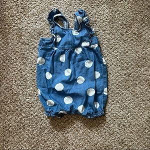 Carters polka dot denim romper